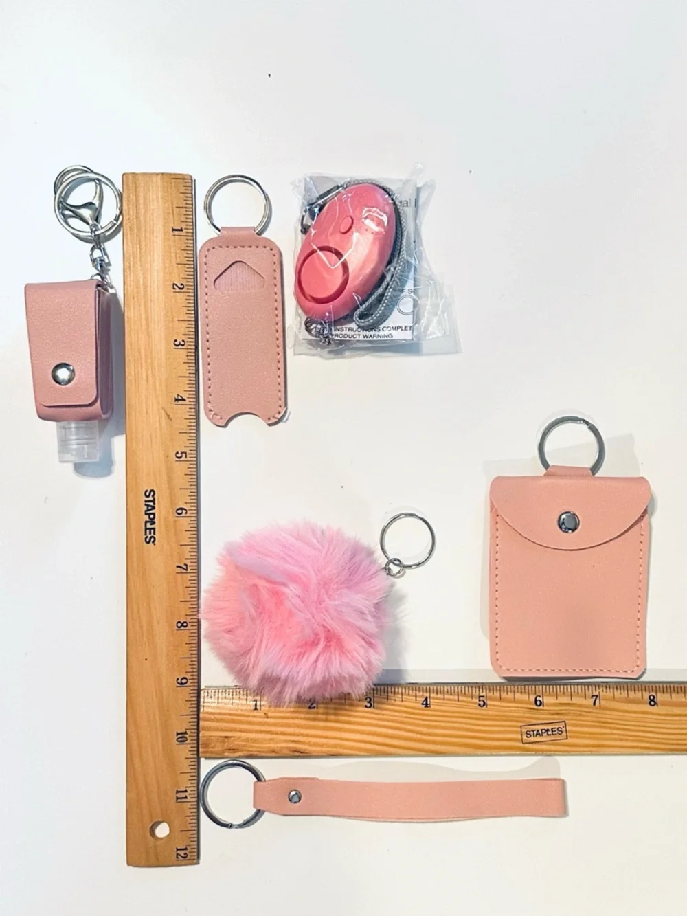 Personal Alarm Accessories Bundle Lot Pom Pom Keychain Pouch Lipstick Holder Kit